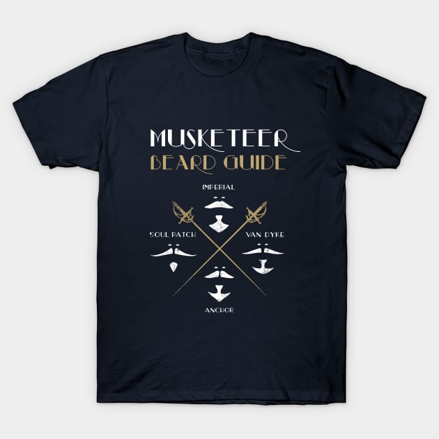 Musketeer Beard, Goatee and Mustache Guide T-Shirt by French Salsa